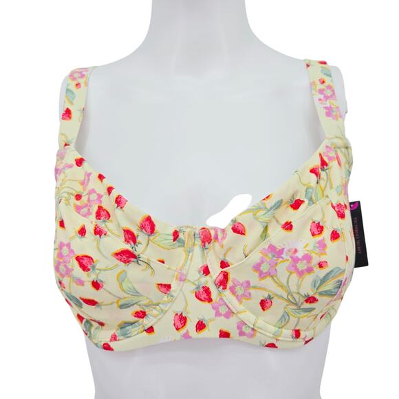 Victoria's Secret Swim Strawberry Essential Bikini Top Yellow 36DDD New - Picture 1 of 5